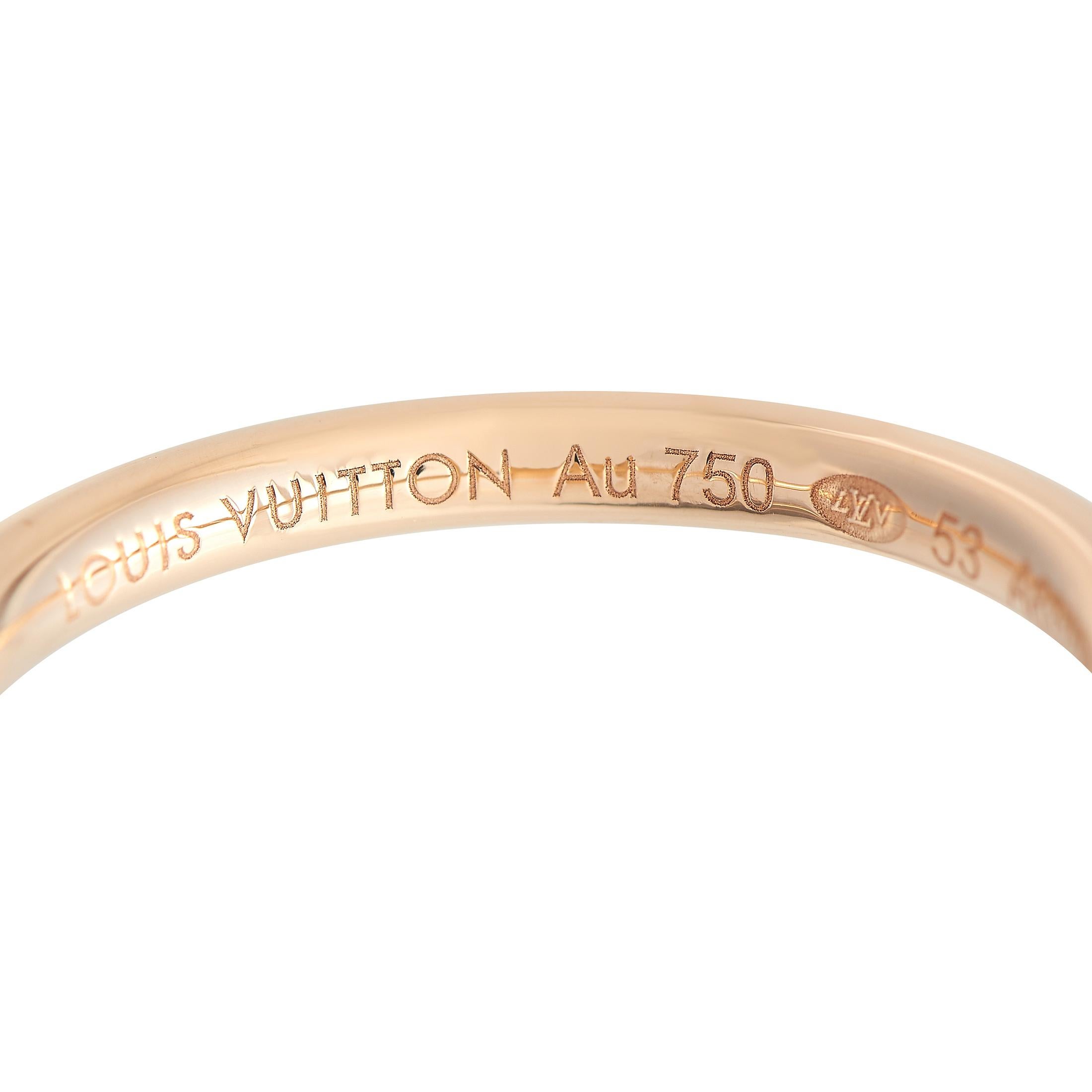 Round Cut Louis Vuitton Blossom 18K Rose Gold 0.30ct Diamond and Opal Ring