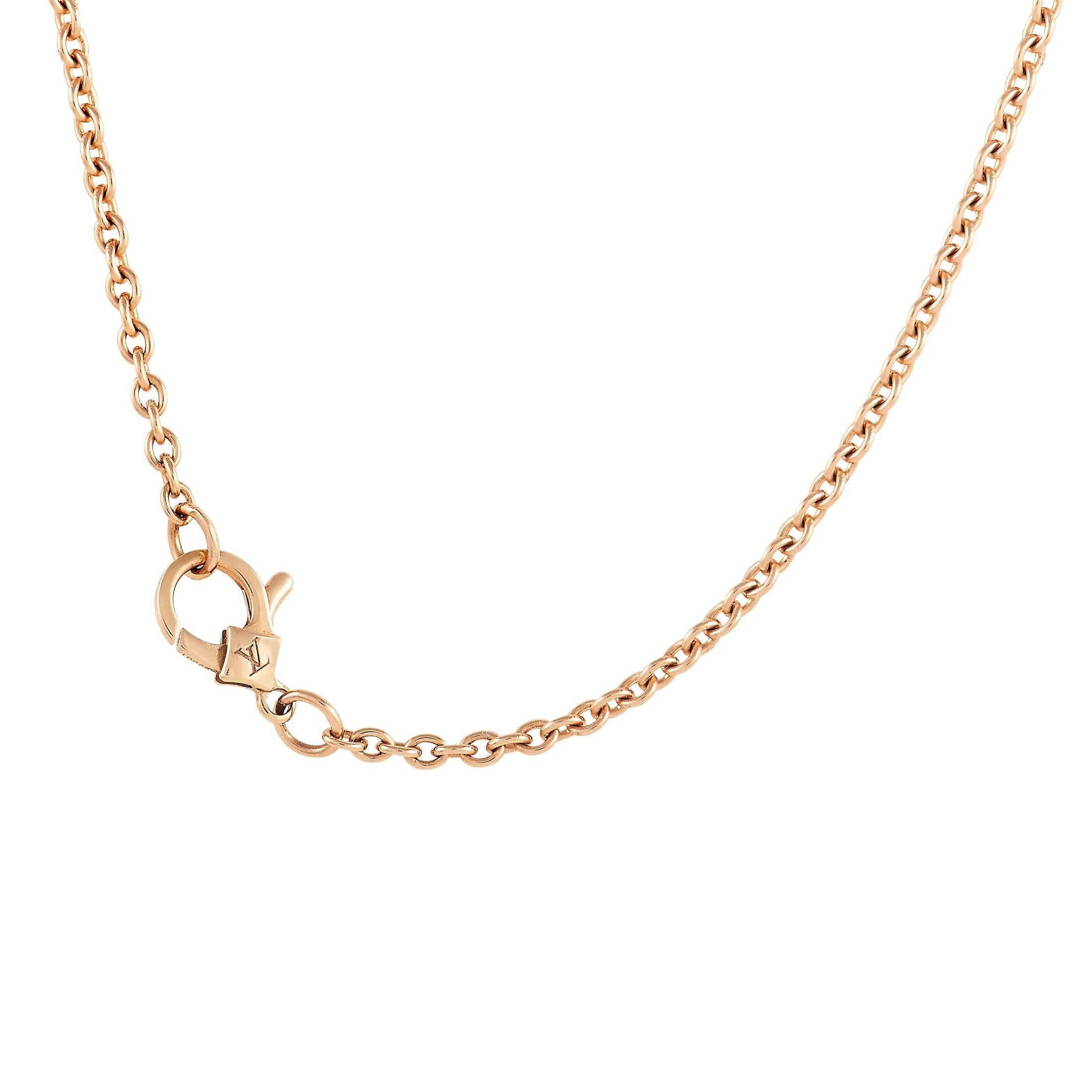 Lange Halskette von Louis Vuitton Blossom aus 18 Karat Roségold mit Diamanten und Malachit im Zustand „Neu“ in Southampton, PA