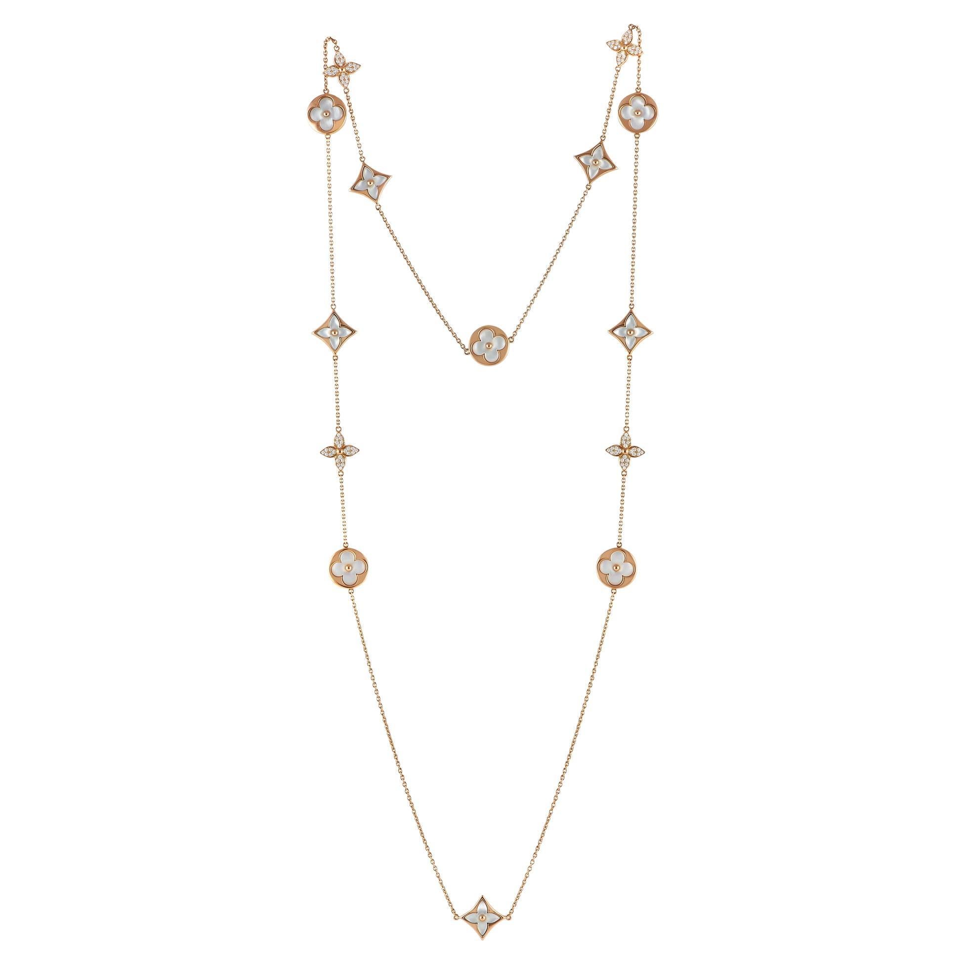 Louis Vuitton Blossom 18k Rose Gold Diamond and Mother of Pearl Sautoir  Necklace