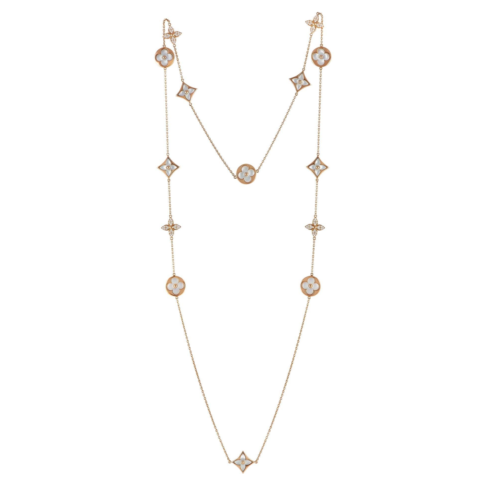 Louis Vuitton Blossom 18k Rose Gold Diamond and Mother of Pearl Sautoir  Necklace For Sale at 1stDibs