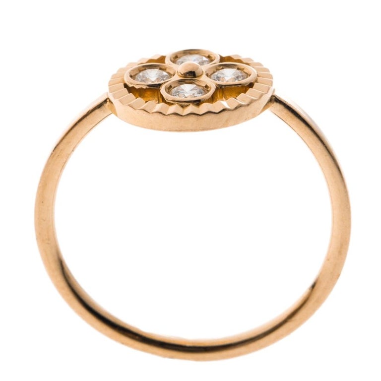 Louis Vuitton Blossom BB Diamond 18k Rose Gold Ring Size 51 For Sale at 1stdibs