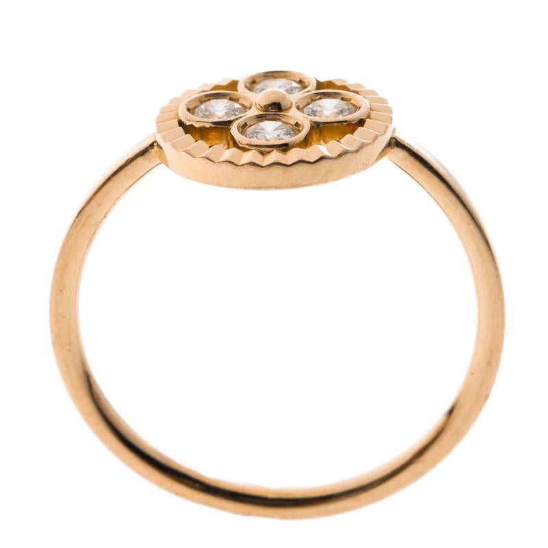 Louis Vuitton Blossom BB Diamond 18k Rose Gold Ring Size 51 In Good Condition In Dubai, Al Qouz 2