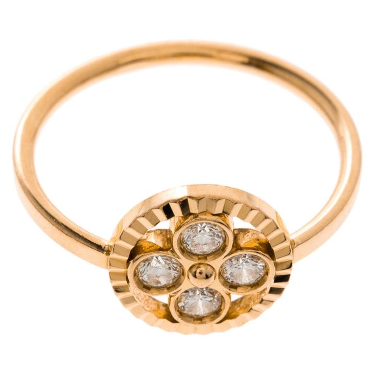 Louis Vuitton Gamble Crystal Gold Tone Ring 53 For Sale at 1stDibs