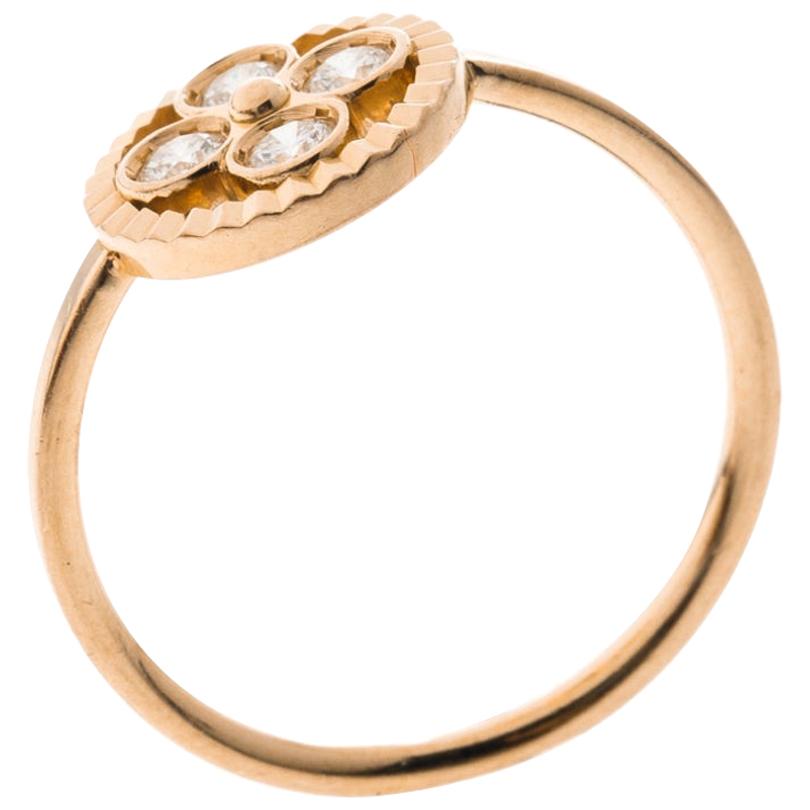 Louis Vuitton Blossom BB Diamond 18k Rose Gold Ring Size 51