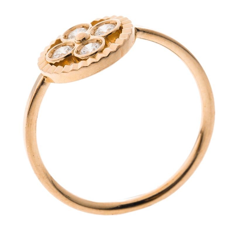 Louis Vuitton Blossom BB Diamond 18k Rose Gold Ring Size 51