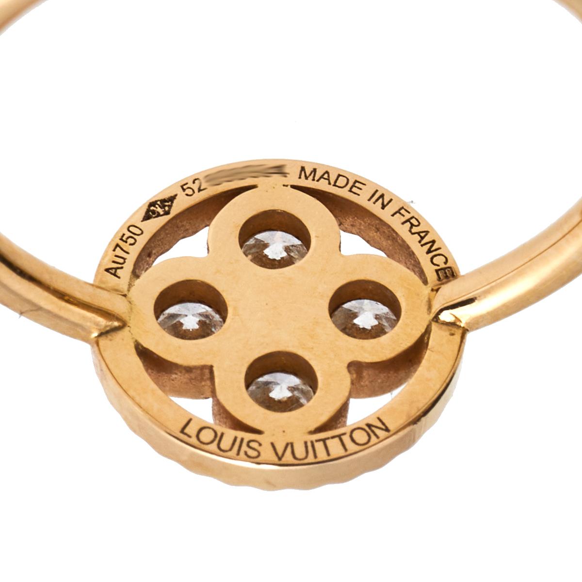 Louis Vuitton Blossom BB Diamond 18k Rose Gold Ring Size 52 In Good Condition In Dubai, Al Qouz 2