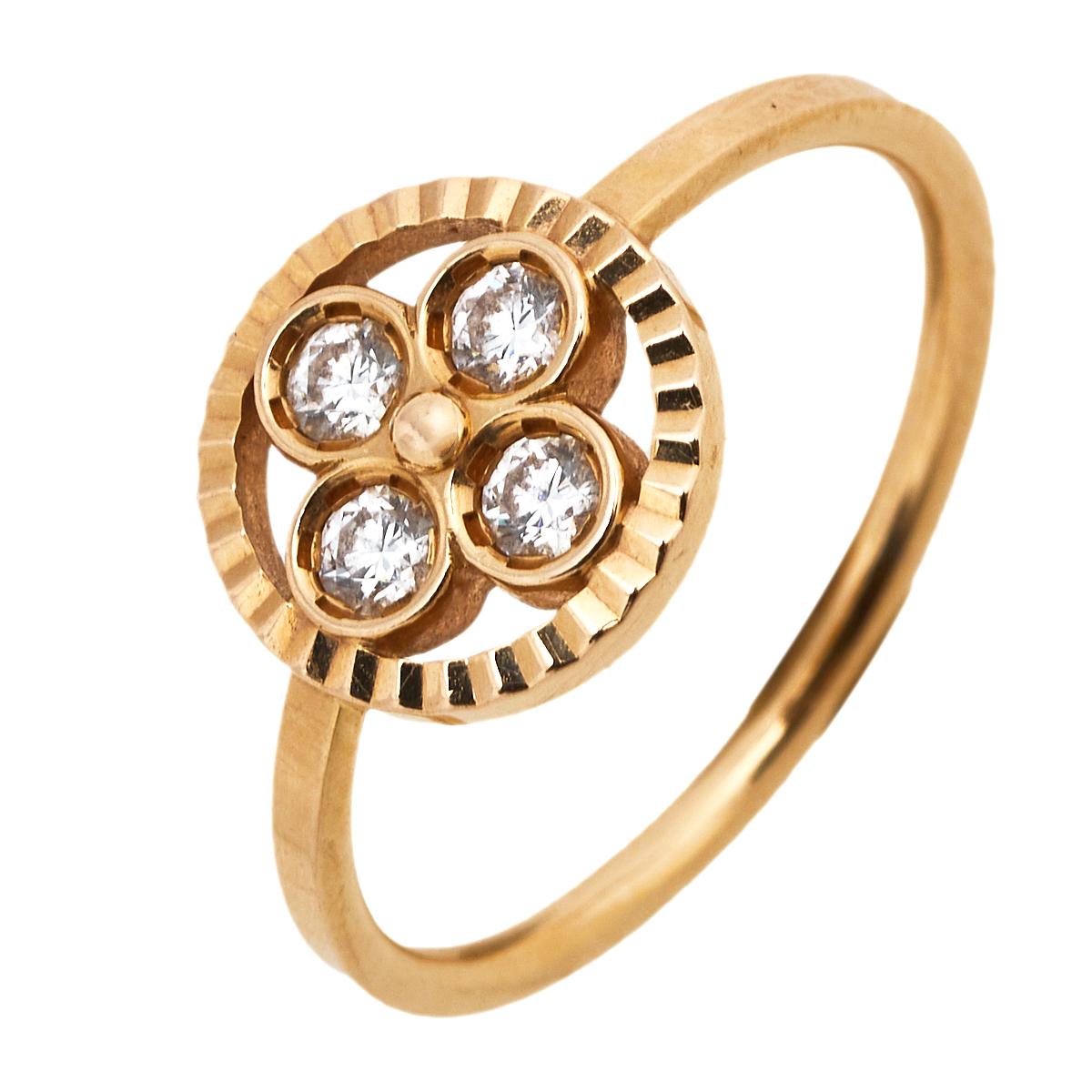 Women's Louis Vuitton Blossom BB Diamond 18k Rose Gold Ring Size 52