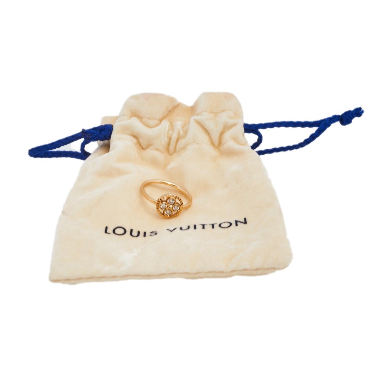 Louis Vuitton Blossom BB Diamond 18k Rose Gold Ring Size 52 In Good Condition In Dubai, Al Qouz 2