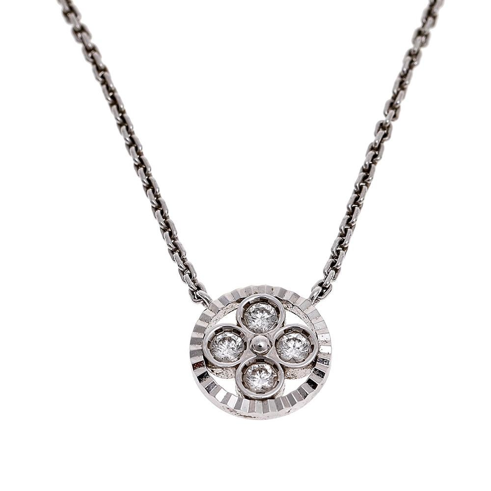Contemporary Louis Vuitton Blossom BB Diamond 18k White Gold Pendant NecklaceIncludes Origina