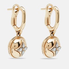 Zweifarbige 18K Gold-Ohrringe von Louis Vuitton mit Blütenblatt-Diamant-Ohrringen