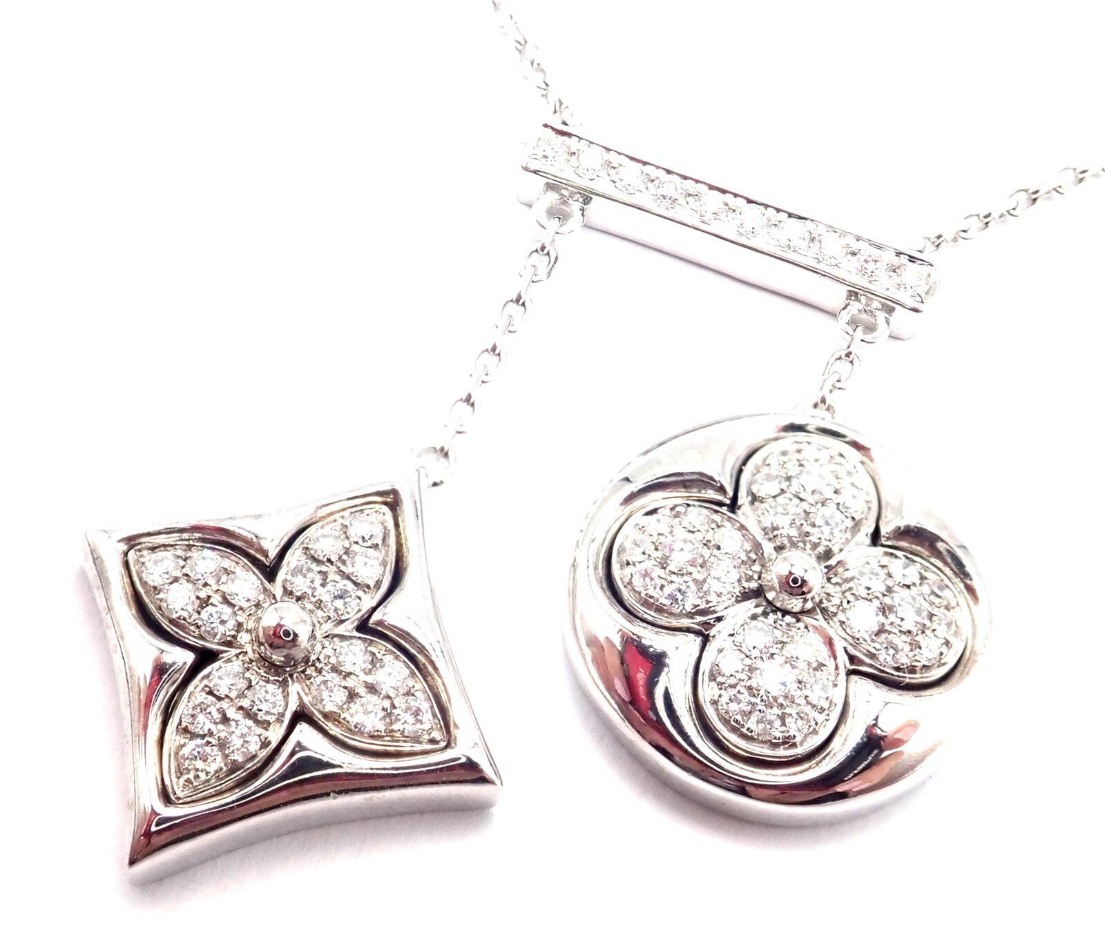 Brilliant Cut Louis Vuitton Blossom Diamond White Gold Pendant Link Necklace For Sale