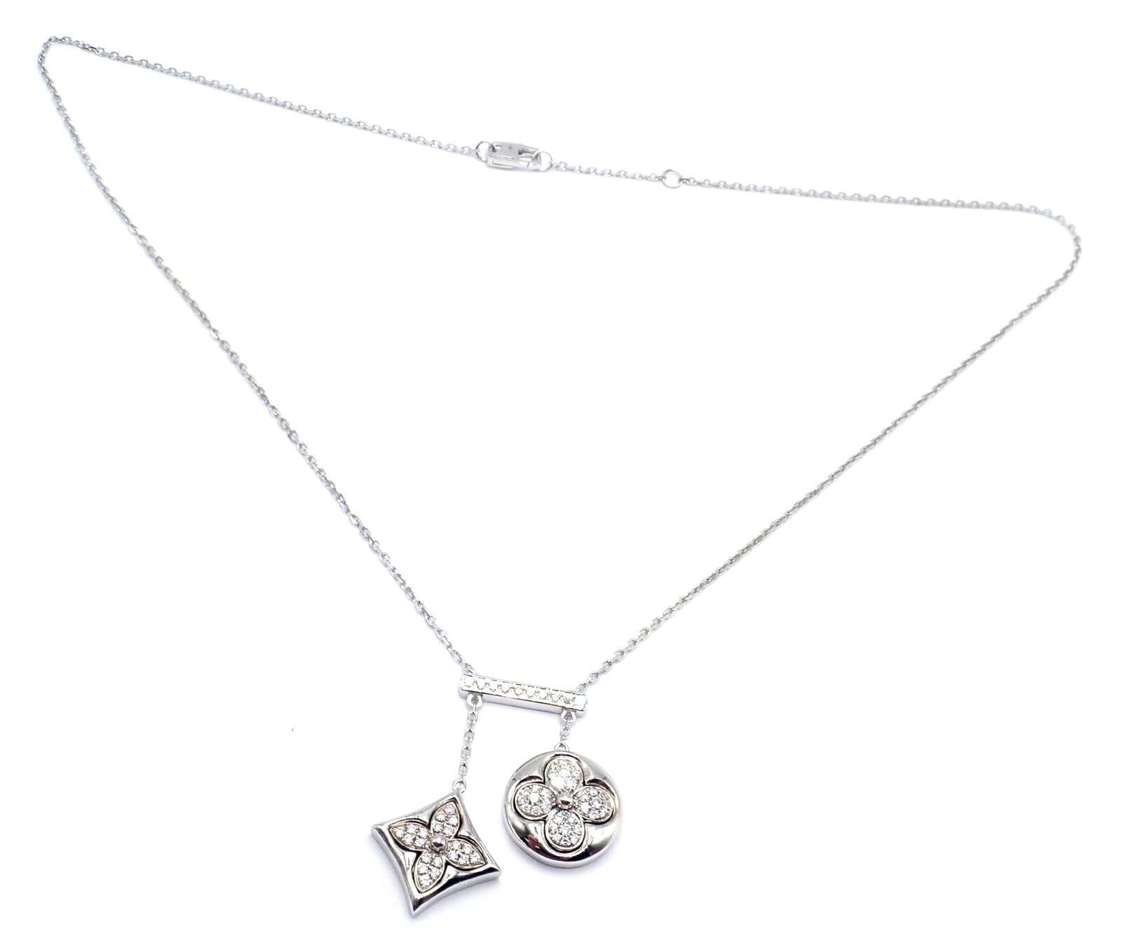 Louis Vuitton Blossom Diamond White Gold Pendant Link Necklace In Excellent Condition For Sale In Holland, PA