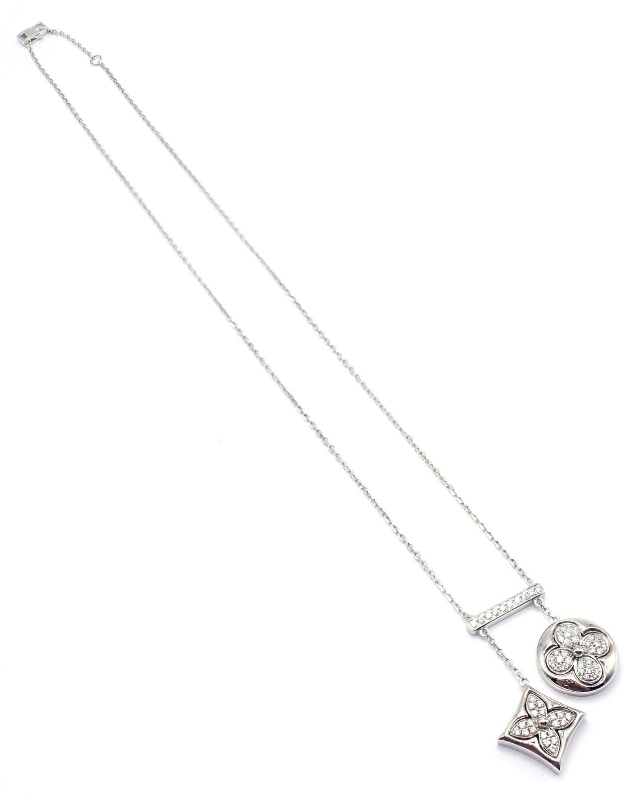 Louis Vuitton Blossom Diamond White Gold Pendant Link Necklace For Sale 3