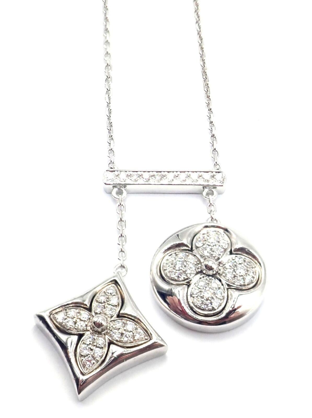 Louis Vuitton Blossom Diamond White Gold Pendant Link Necklace For Sale 4