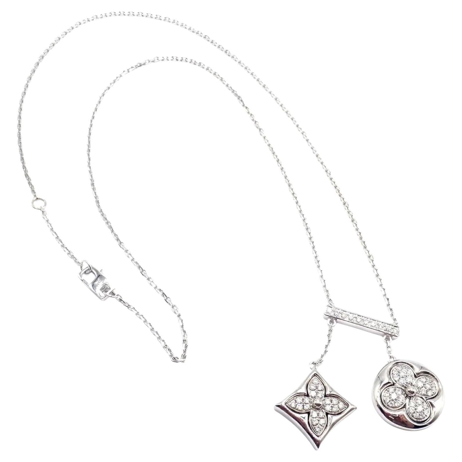 Louis Vuitton Blossom Diamond White Gold Pendant Link Necklace