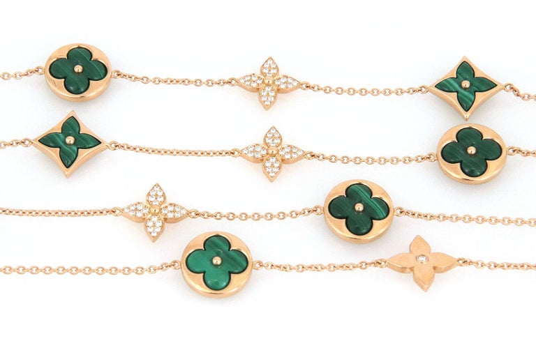 Louis Vuitton Blossom Malachite Diamond 18k Rose Gold Floral Motif Long  Necklace For Sale at 1stDibs