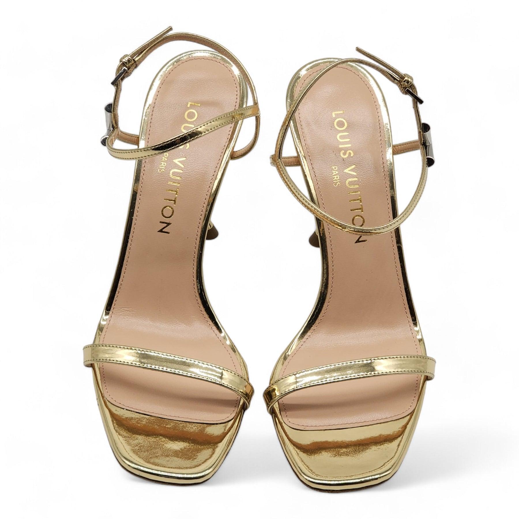 Sandalias Louis Vuitton Blossom Piel en Dorado (38) Marrón