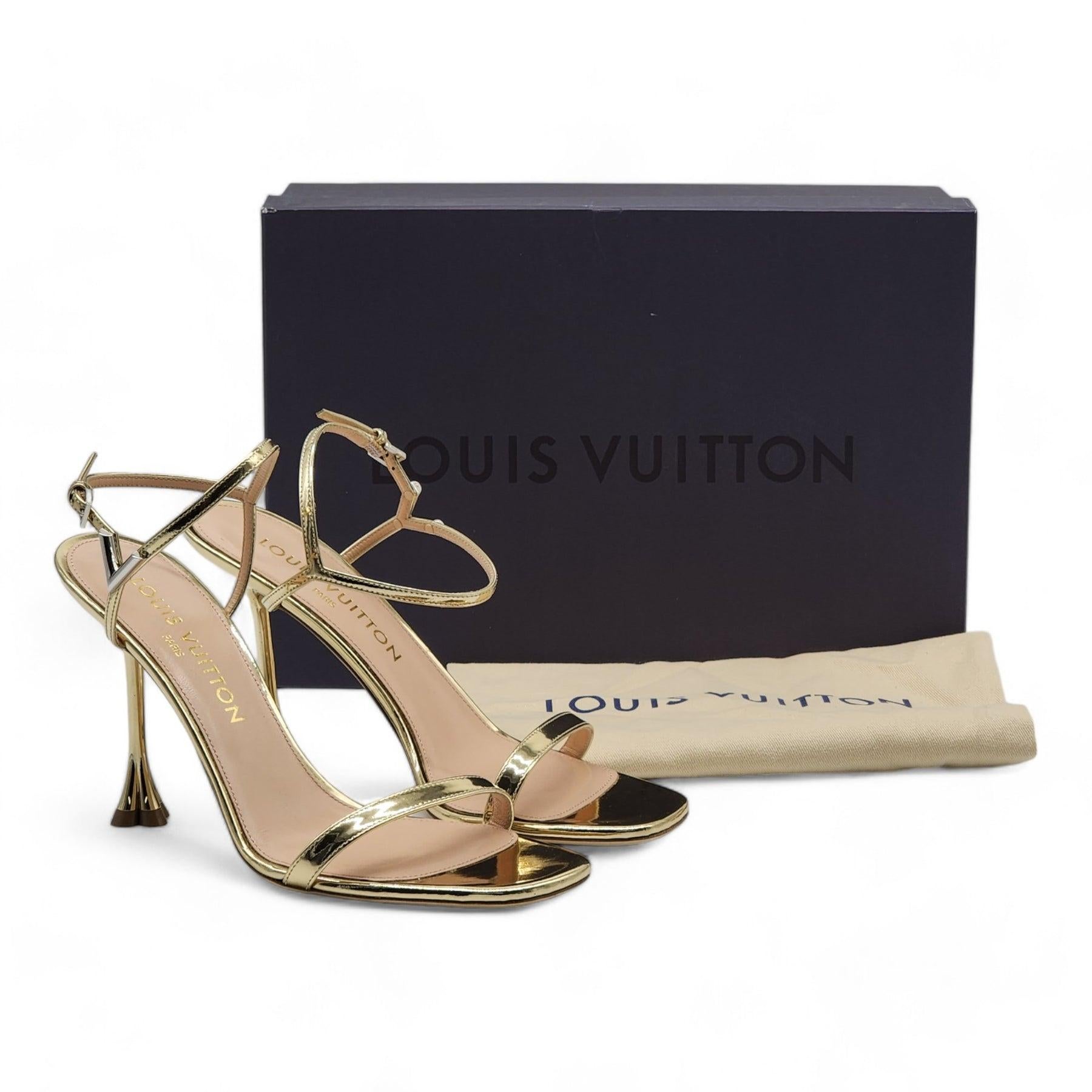 De las mujeres Sandalias Louis Vuitton Blossom Piel en Dorado (38)