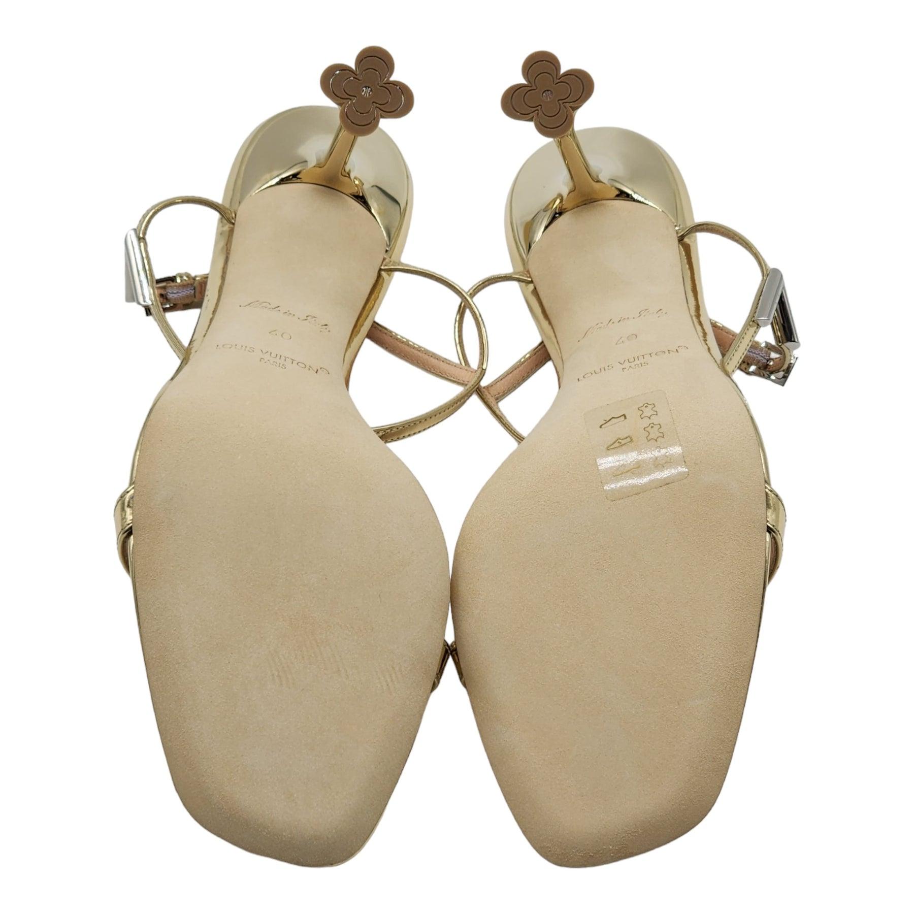 Louis Vuitton Blossom Sandals Leather in Gold (40) For Sale 1