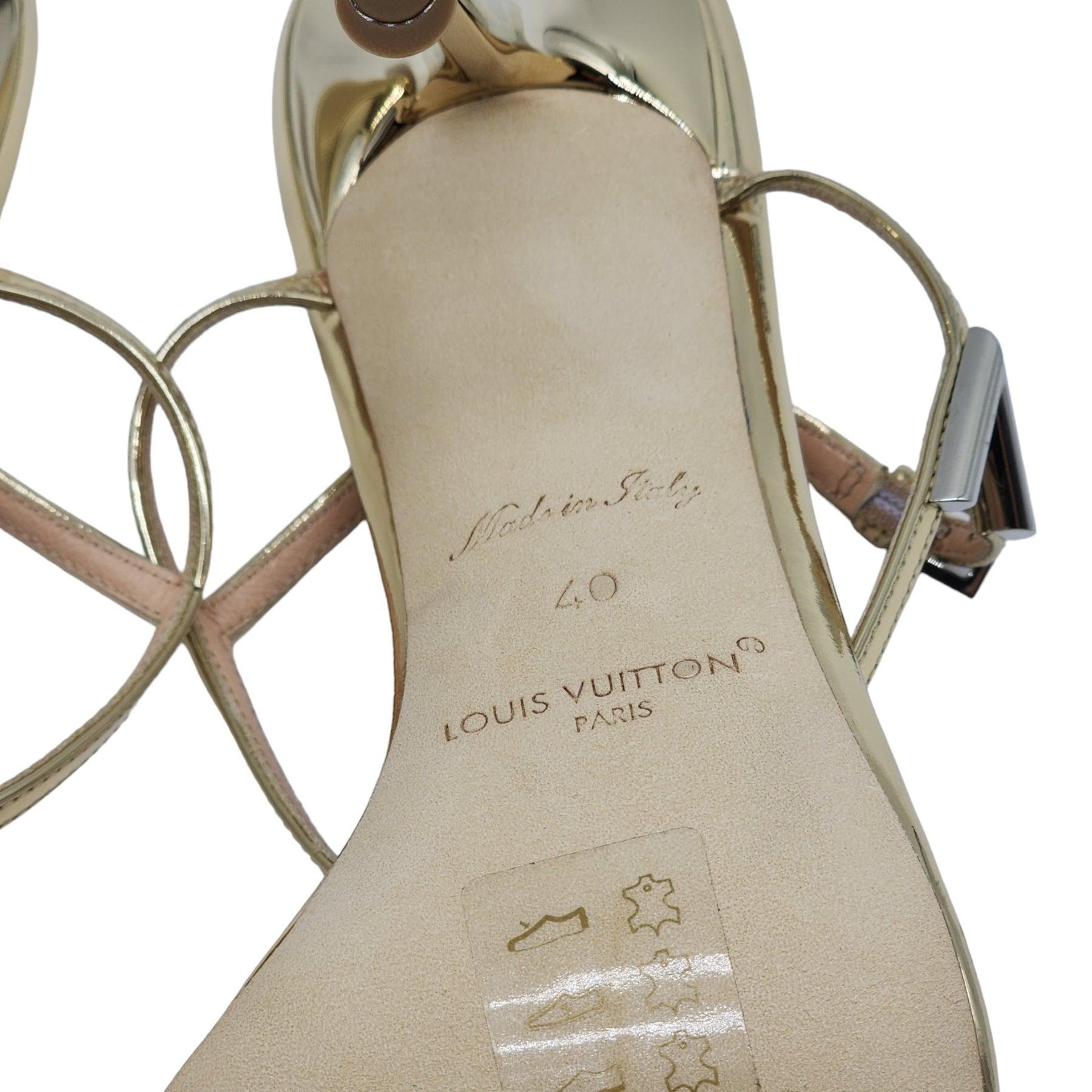 Louis Vuitton Blossom Sandals Leather in Gold (40) For Sale 2