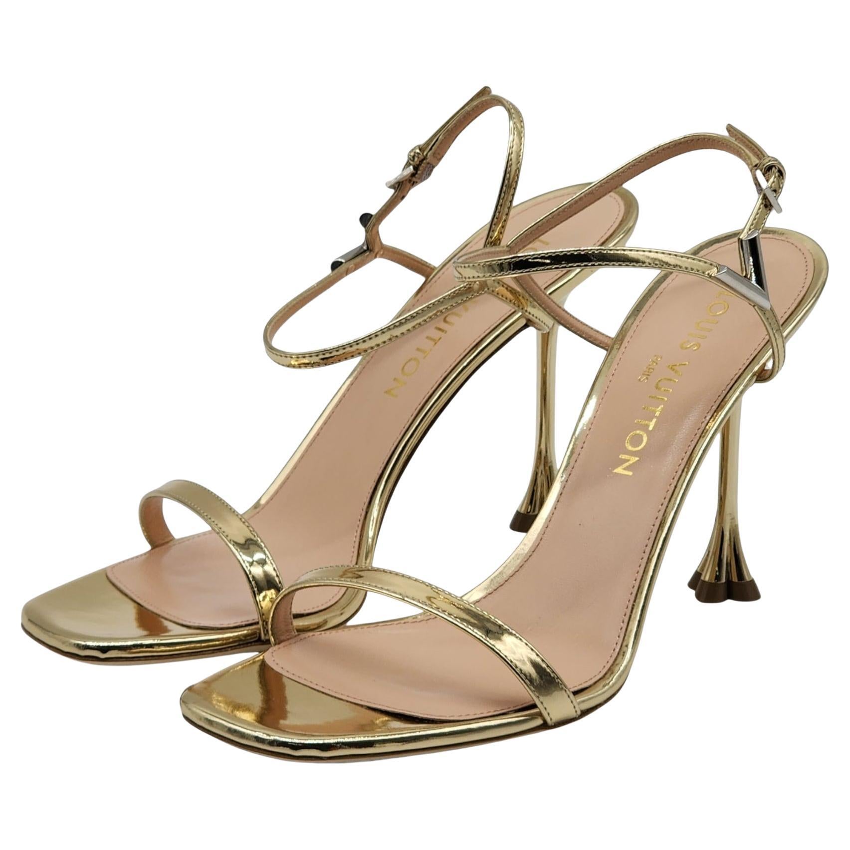 Louis Vuitton Blossom Sandals Leather in Gold (40) For Sale