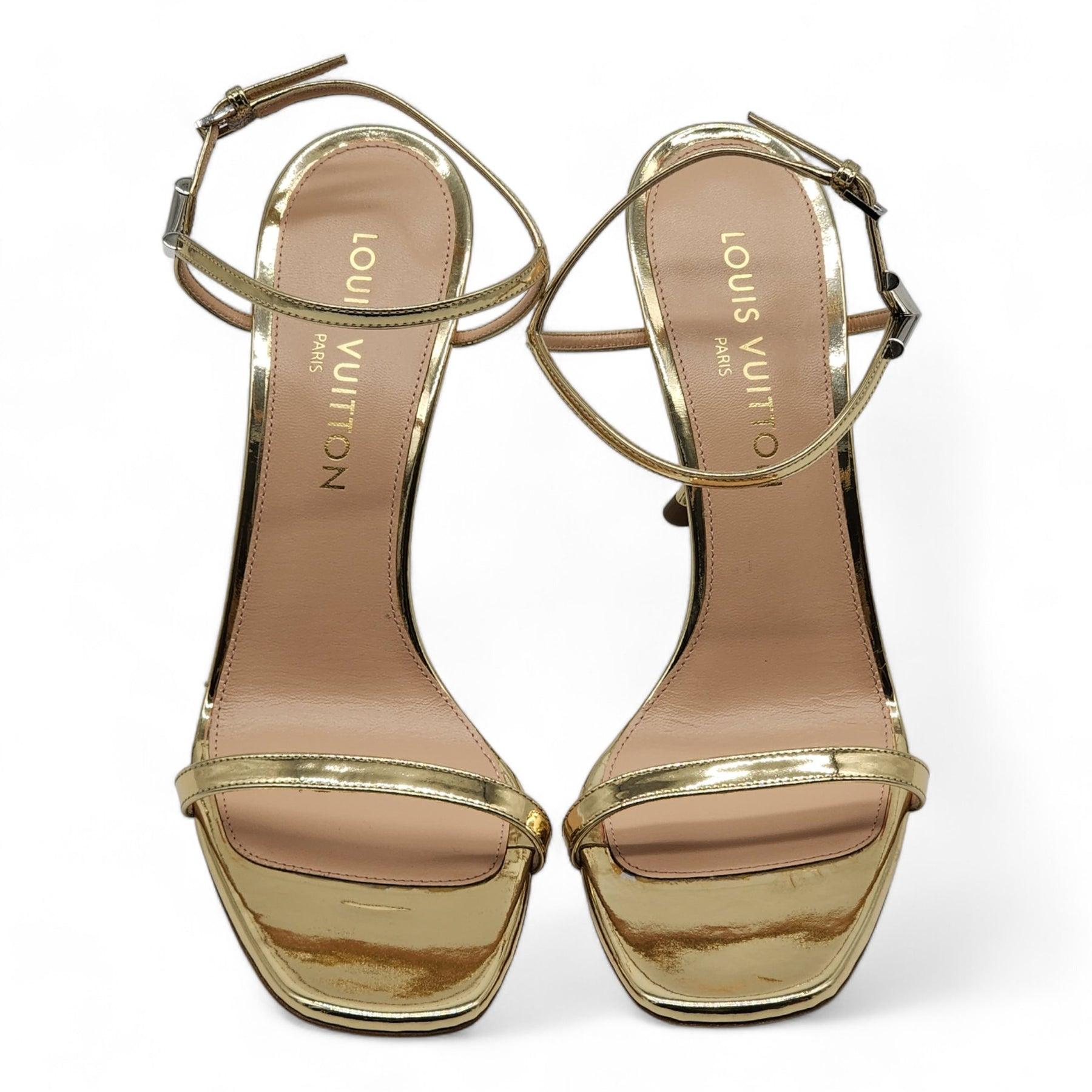 Louis Vuitton Blossom Sandals Leather in Gold (41) For Sale 1