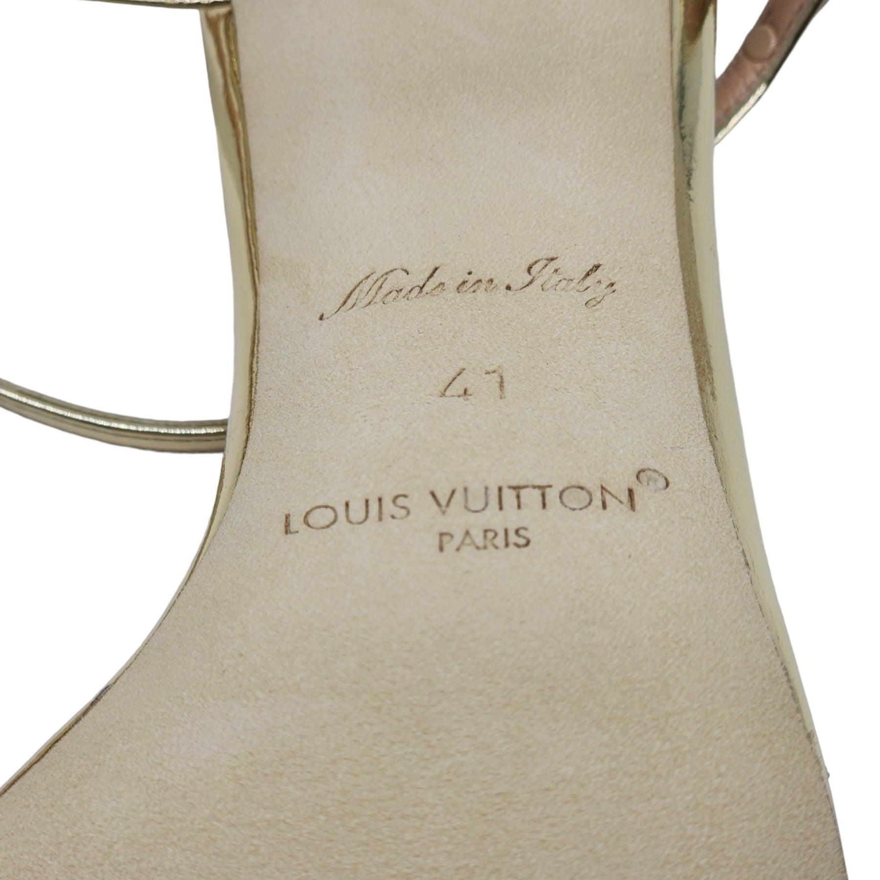 Louis Vuitton Blossom Sandals Leather in Gold (41) For Sale 2