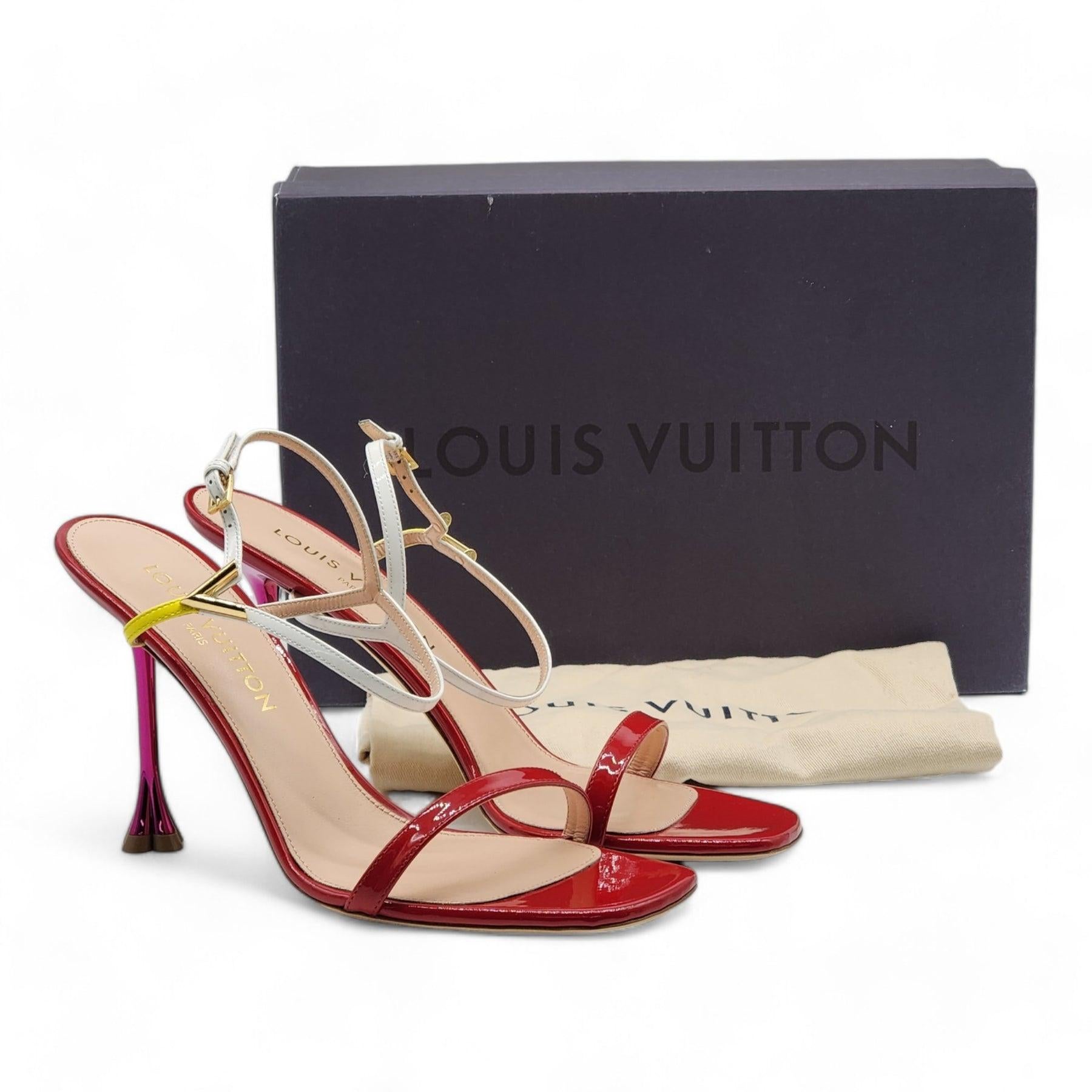 Beige Louis Vuitton Blossom Sandals Leather in Red - 11 For Sale