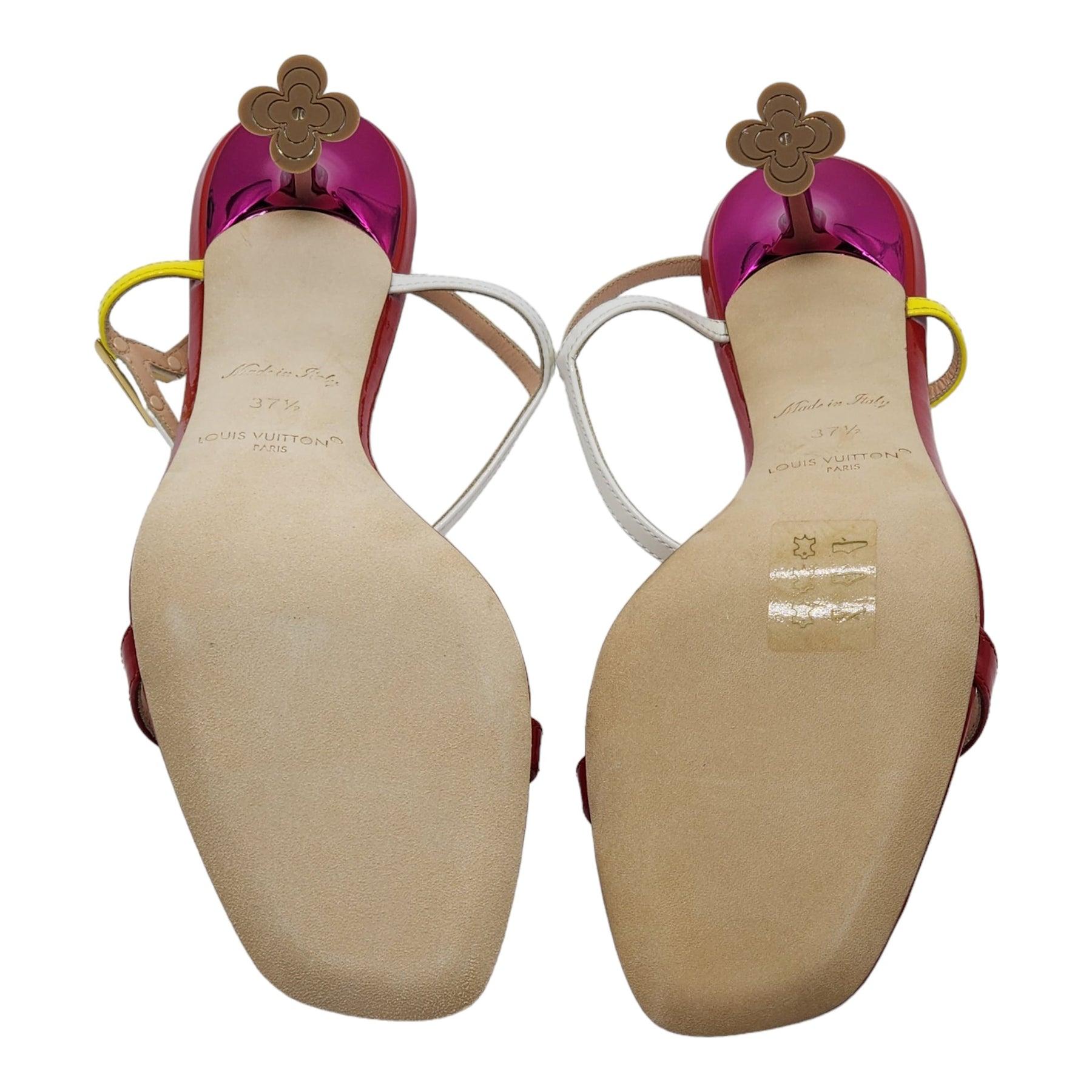 Louis Vuitton Blossom Sandals Leather in Red - 7.5 For Sale 1