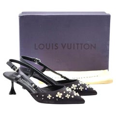 Louis Vuitton Blossom Slingback Heels Satin Crystals Black EU 36 US 5.5 - NWB