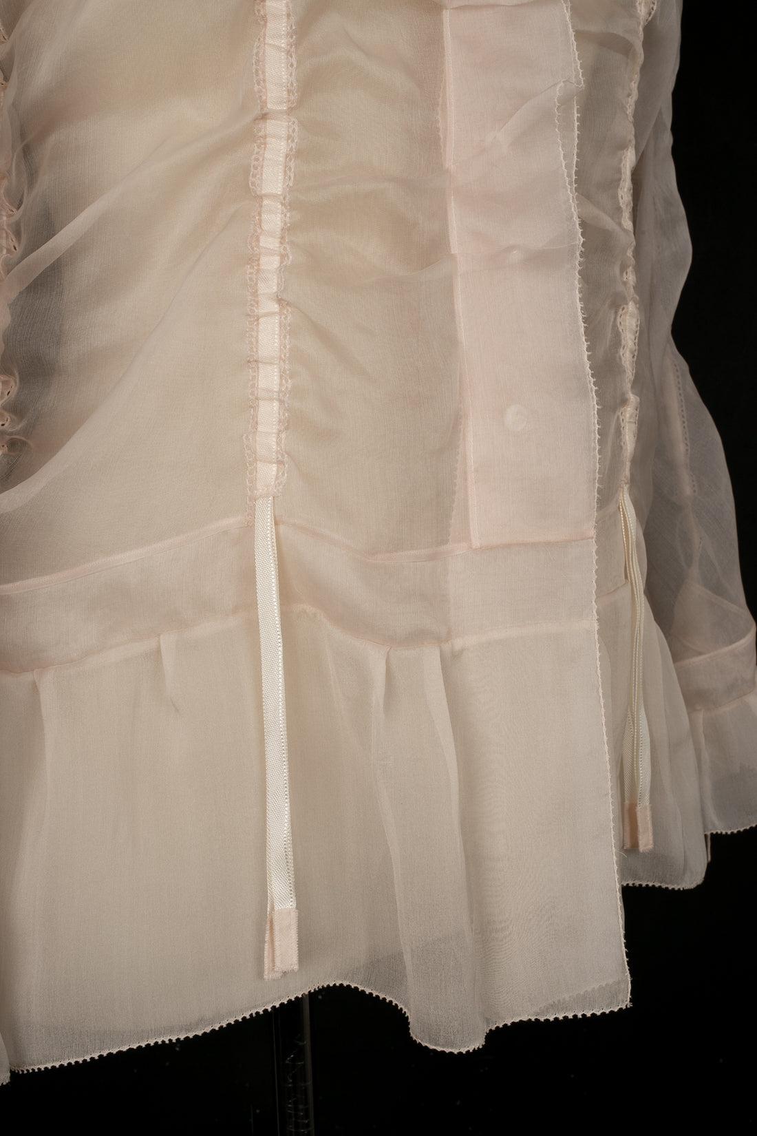 Louis Vuitton Blouse in White and Powder Pink Tones 2