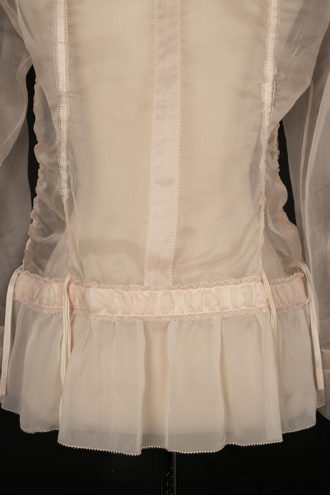 Louis Vuitton Blouse in White and Powder Pink Tones 4