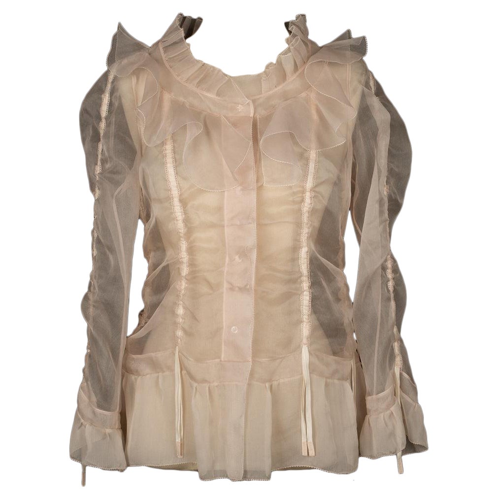 Louis Vuitton Blouse in White and Powder Pink Tones