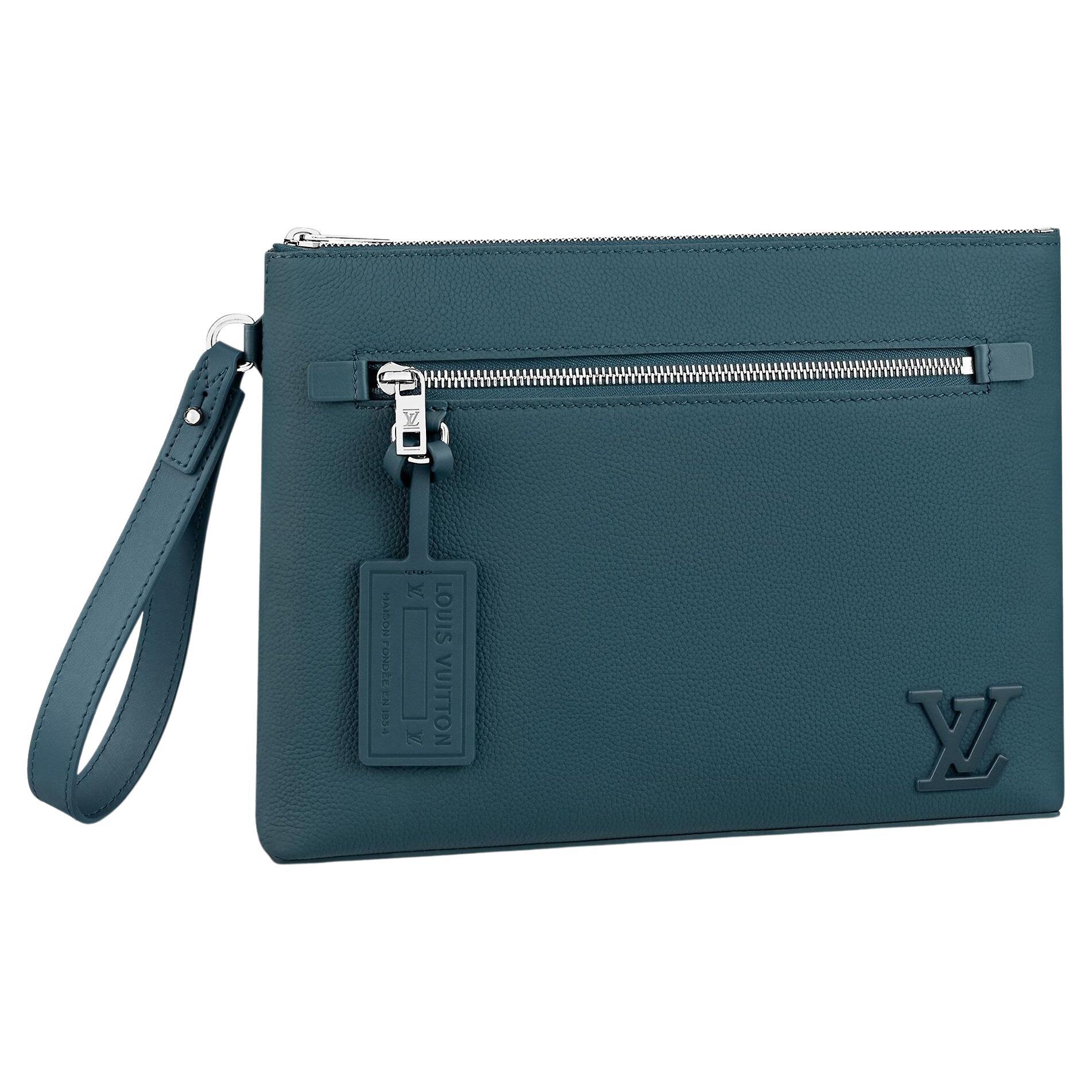 Louis Vuitton Blue Aerogram cowhide leather iPad sleeve For Sale
