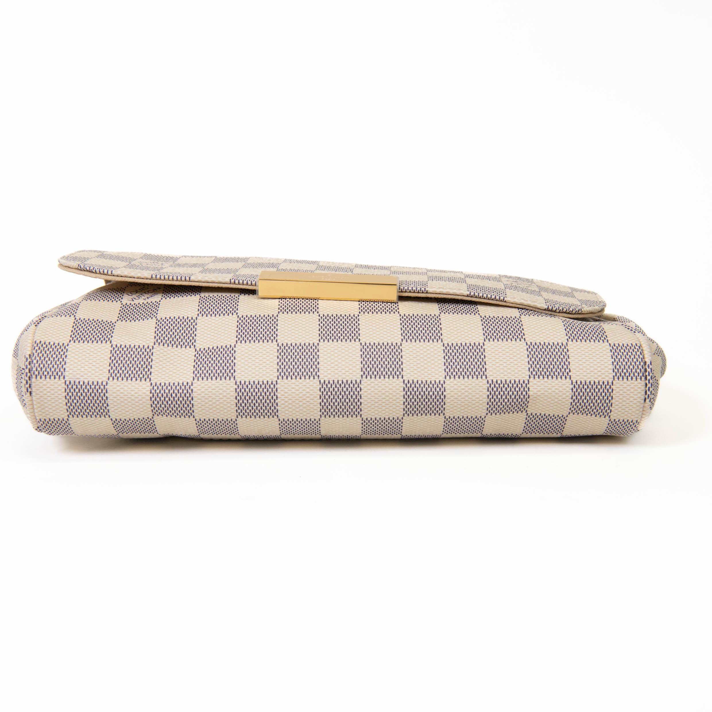 White Louis Vuitton Blue and Cream Damier Azur Canvas Favorite MM