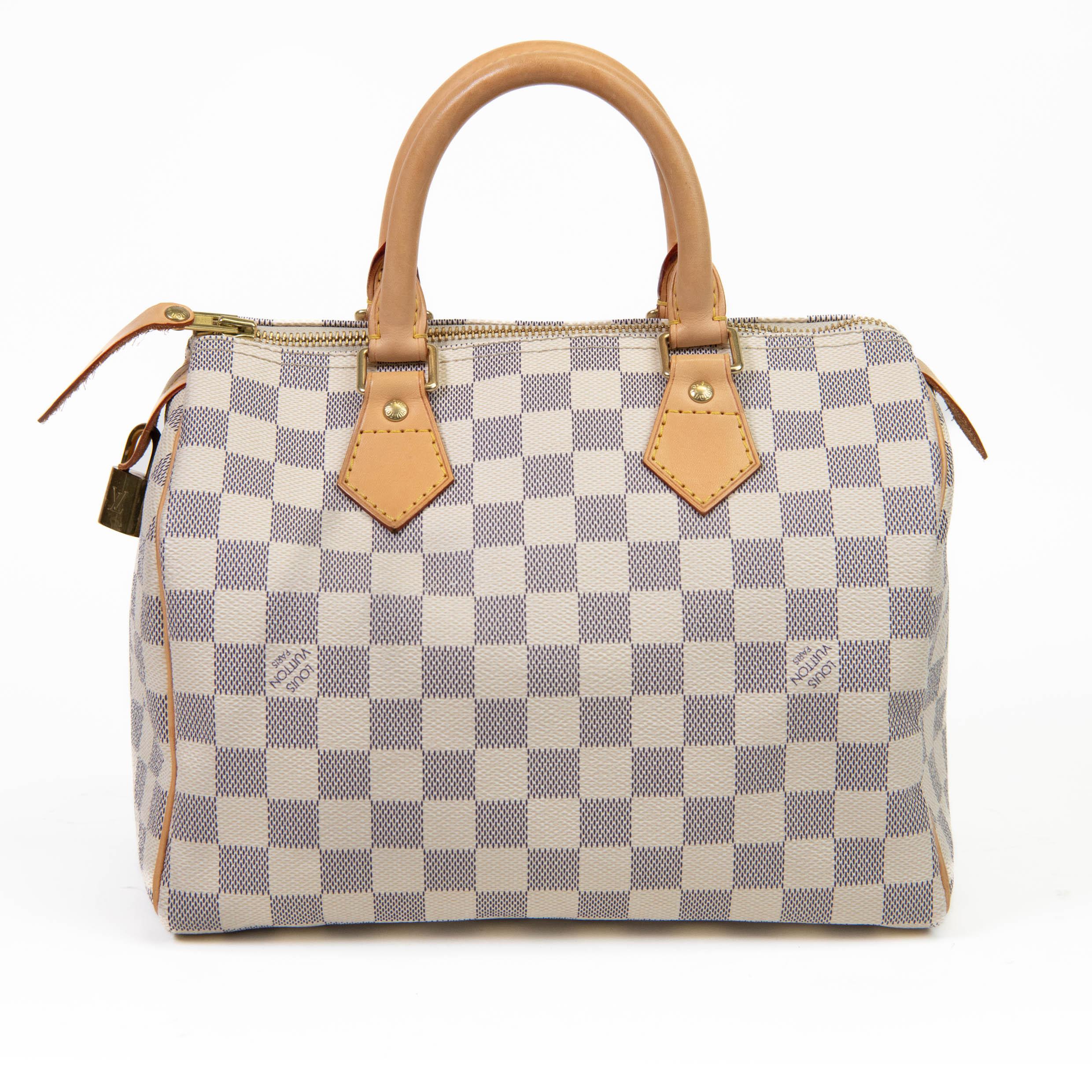 Louis Vuitton Blue and Cream Damier Azur Speedy 25 In Good Condition In Corona Del Mar, CA