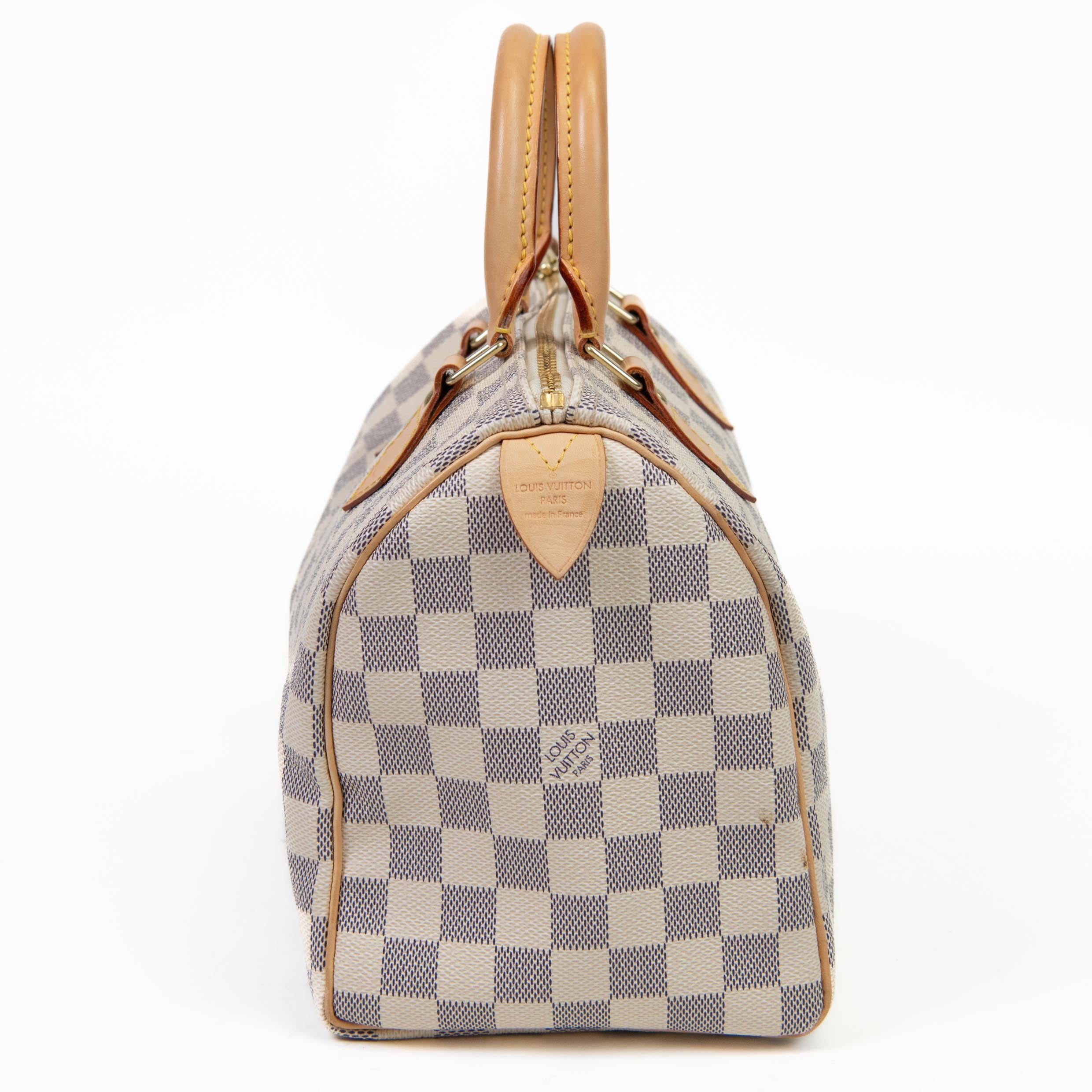 Louis Vuitton Blue and Cream Damier Azur Speedy 25 1