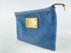 Louis vuitton Blue Antigua Canvas Pochette Plate Cosmetic Bag 11l520