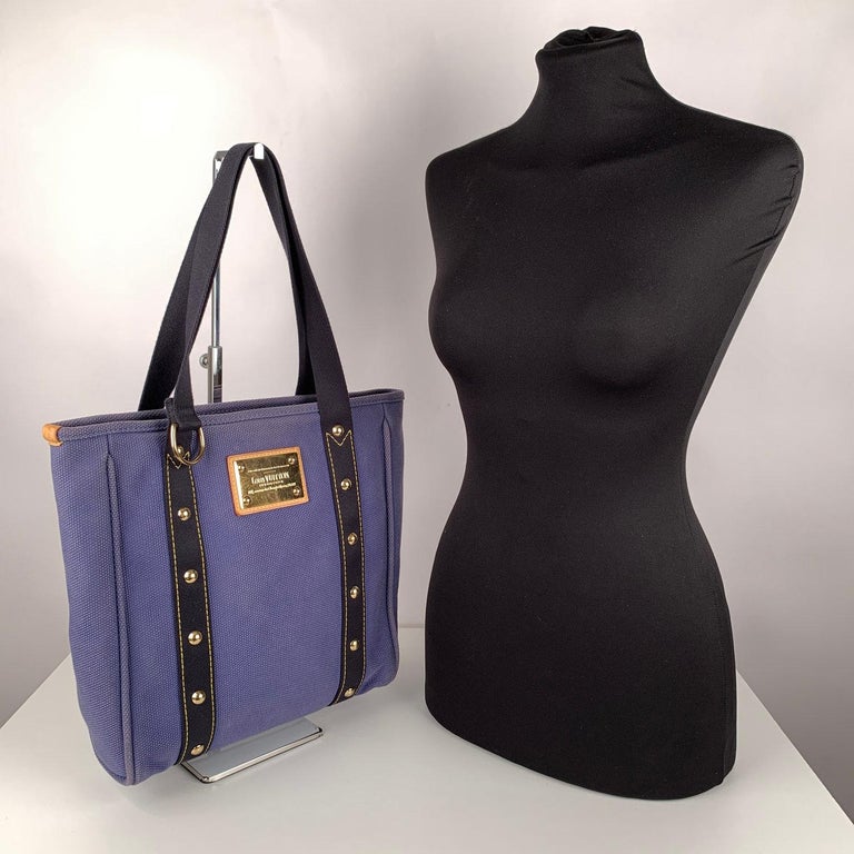 Louis Vuitton Blue Azul Canvas Antigua MM Tote Shopper Bag For Sale at  1stDibs