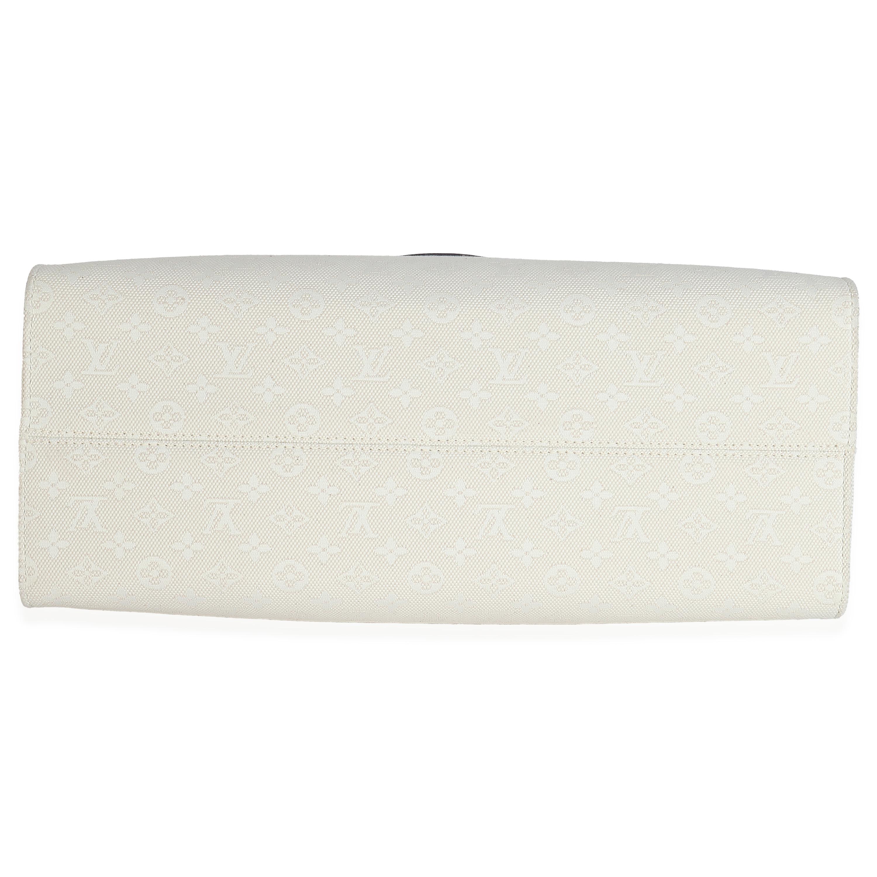 Louis Vuitton Blu Beige Jacquard Ricamato Monogram Hamptons Onthego G in vendita 3