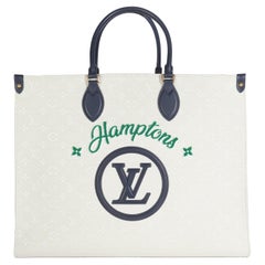 Louis Vuitton Blu Beige Jacquard Ricamato Monogram Hamptons Onthego G