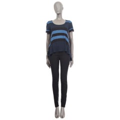 LOUIS VUITTON blue black brown line cashmere & silk STRIPED KNIT T-Shirt Shirt M