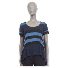 LOUIS VUITTON blue black brown line cashmere & silk STRIPED KNIT T-Shirt Shirt M