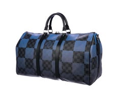 Louis Vuitton Blue Black Check Herrenreisetasche Damenreisetasche Wochenendtasche