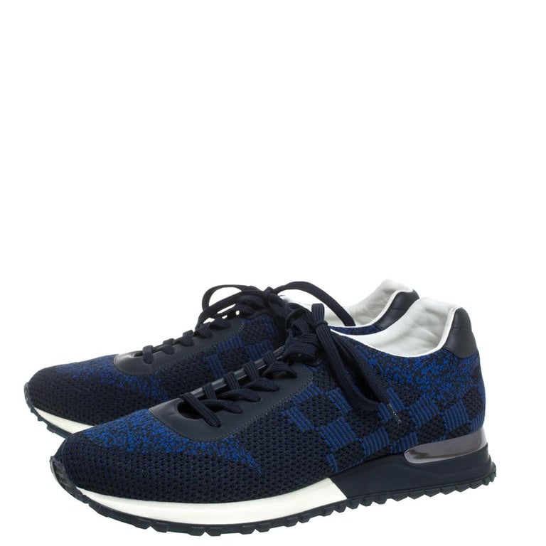 Louis Vuitton Blue/Black Damier Mesh and Leather Run Away Lace Sneaker Size  40.5 at 1stDibs