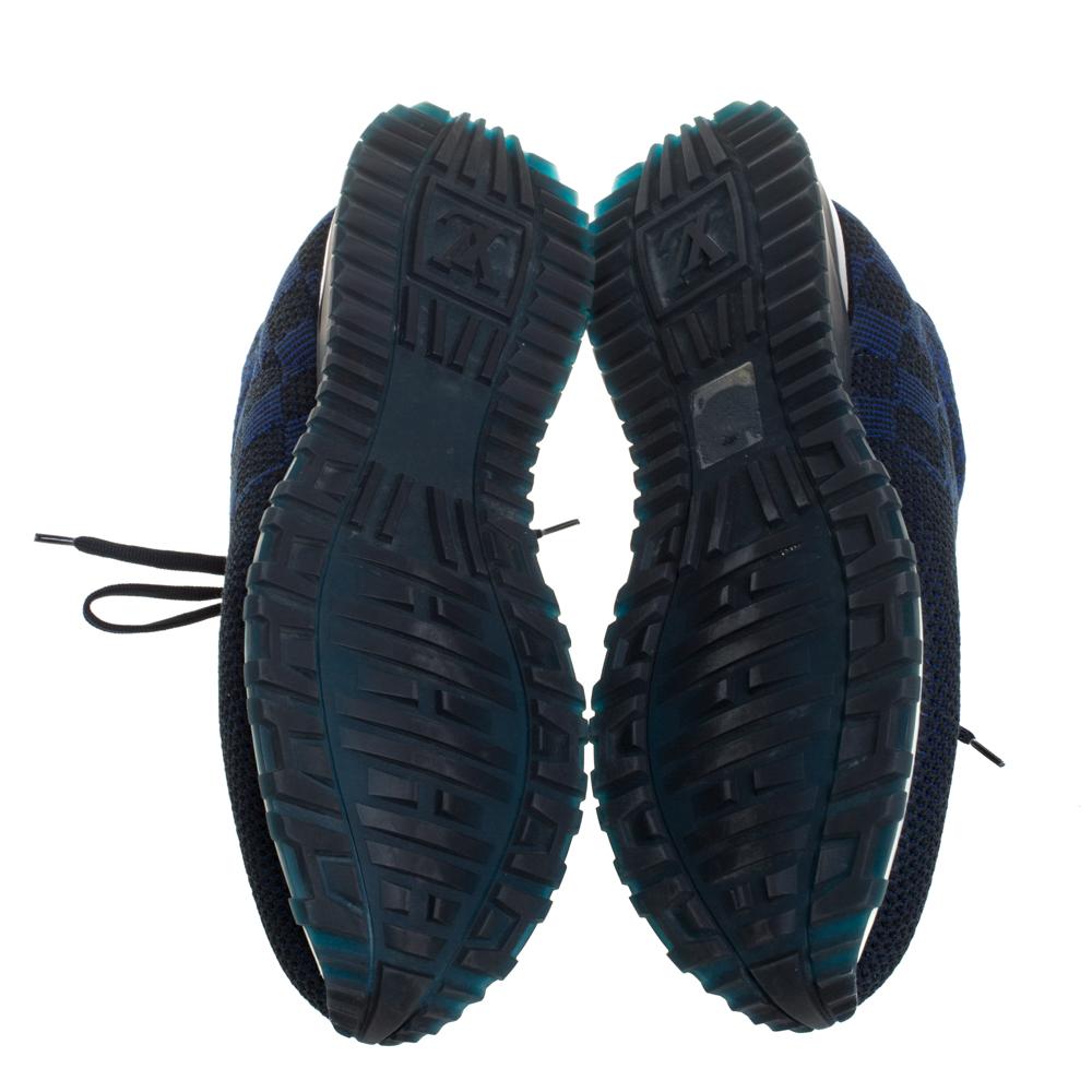 Men's Louis Vuitton Blue/Black Damier Mesh and Leather Run Away Lace Sneaker Size 40.5