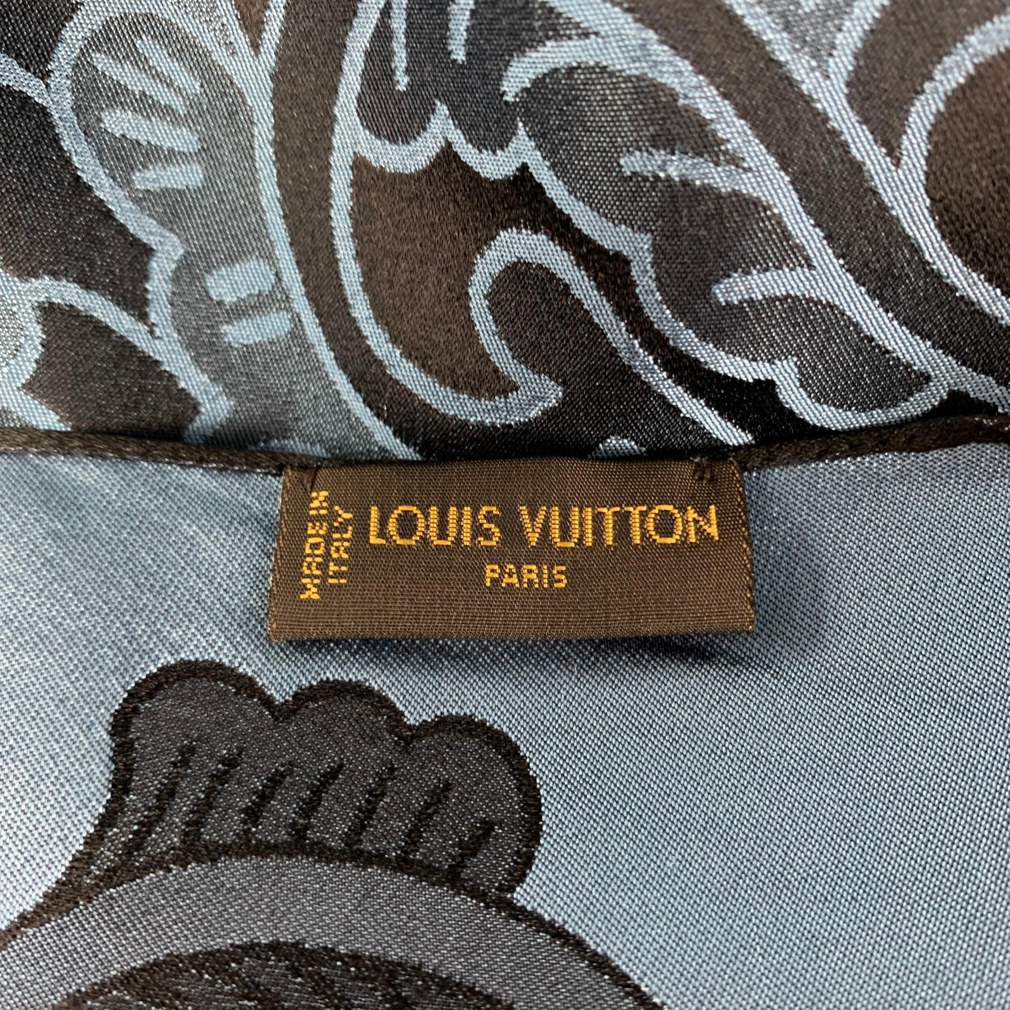 Men's LOUIS VUITTON Blue Black Jacquard Silk Scarf
