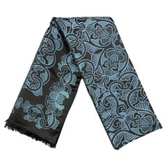 LOUIS VUITTON Blue Black Jacquard Silk Scarf