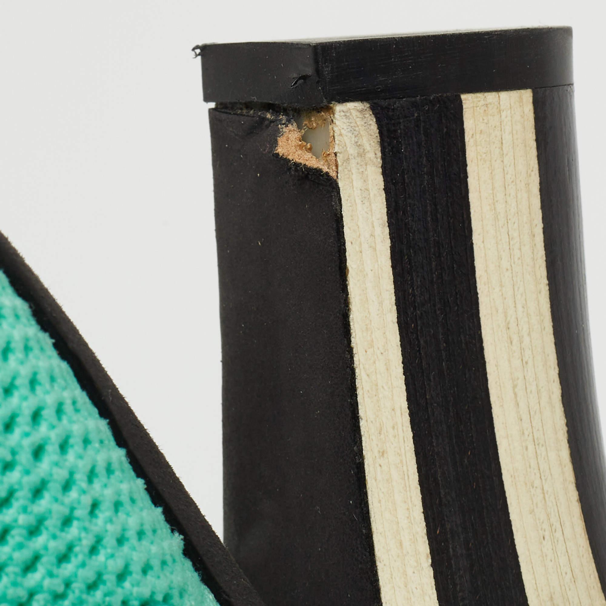 Louis Vuitton Blue/Black Knit Fabric Sock Boots Size 37 For Sale 5