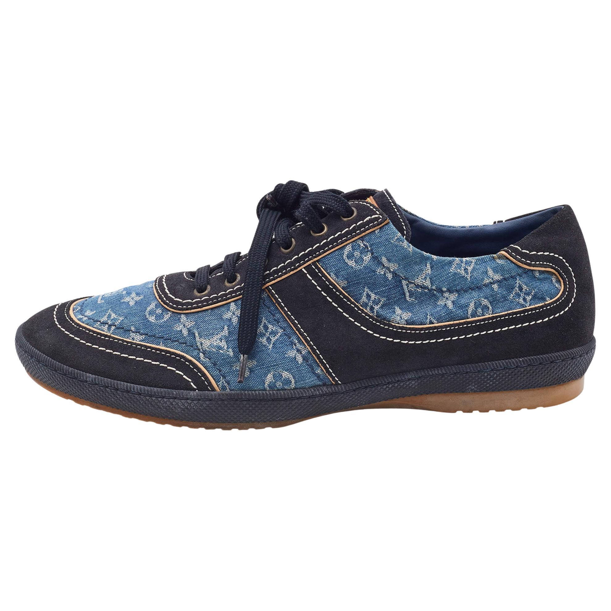 Louis Vuitton Monogram Denim and Leather Sneakers Trainers 36.5